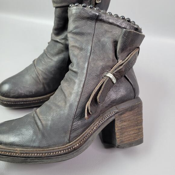 Airstep A.S 98 Black Leather Ankle Chuncky Heel Boots Womens EUR 36 US 5.5 - 6 - Picture 7 of 12